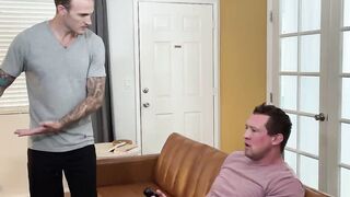 Big dick dude pulls the underwear of guy s and moans