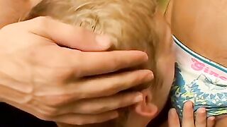 Horny guy kissing and sucking wet cocks over their undies
