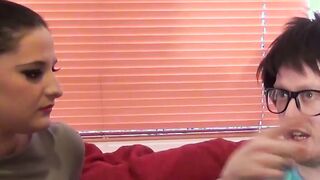 Glamorous British hottie swallows cum after giving blowjob