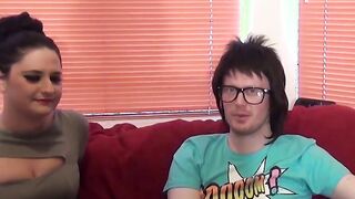 Glamorous British hottie swallows cum after giving blowjob