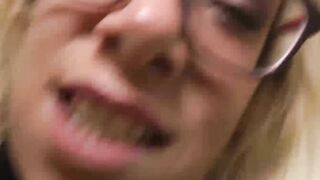 Nerdy UK babe is hammered doggy by senior after sucking him