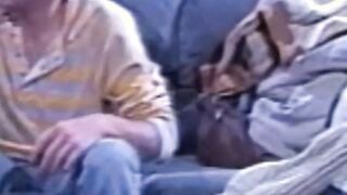 Beautiful traditional gay waving off a hairy cock and spraying cum