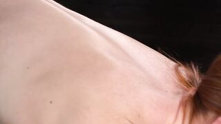 Redhead slave spanked and fingered and dildo fucked