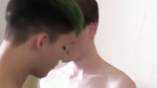 Thin twinks crude fucking and sucking huge dicks in threeway