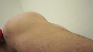 Hot muscle Brazilian wanking solo with big dildo in his ass