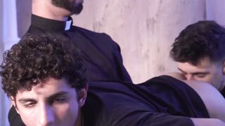 Youthful catholic discovered jolting off and threeway rawpounded