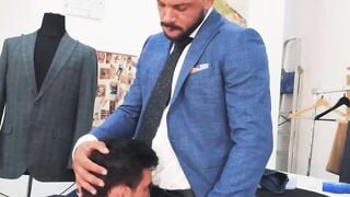 I paid my tailor with a rough ass fuck for measuring my suit