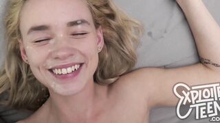 Watch the cameraman jack off all over this teen's face