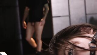 Bound natural busty babe rough fucked and flogged