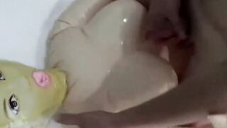 Inked amateur jock fucks a doll and uses fleshlight on cock