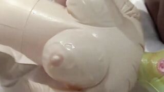 Inked amateur jock fucks a doll and uses fleshlight on cock
