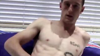 Inked amateur jock fucks a doll and uses fleshlight on cock