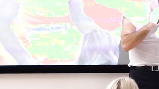 Enticing Mormon darling skips on seething dick with joy
