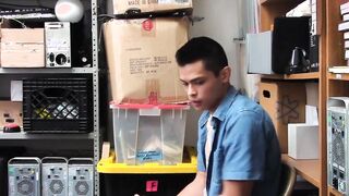 Young Asian man hunched over and rough bareback for stealing