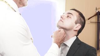 Tiny young man raw penetrated doggy style by big dick