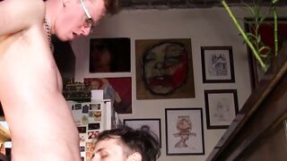 Youngster gives the sloppiest blowjob and receives facial