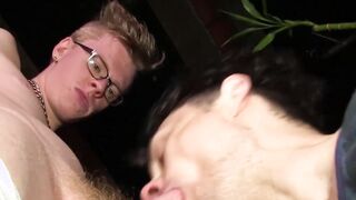 Youngster gives the sloppiest blowjob and receives facial
