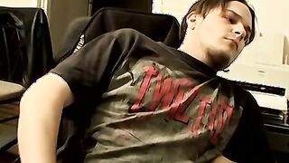 Young straight dude is eager to make his cock spit some cum
