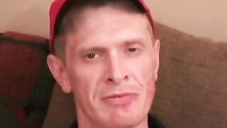 Older amateur has a fun time stroking his cock on the couch
