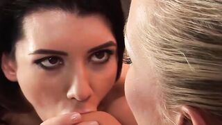 Two tantalizing Euro sluts stick dildo in their ass holes