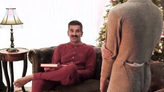 Smooth stepson fucked hard bareback by sexy mustache stepdad