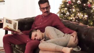 Smooth stepson fucked hard bareback by sexy mustache stepdad