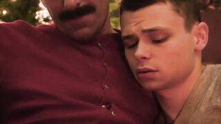 Smooth stepson fucked hard bareback by sexy mustache stepdad