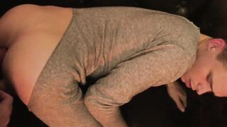 Smooth stepson fucked hard bareback by sexy mustache stepdad