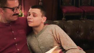 Smooth stepson fucked hard bareback by sexy mustache stepdad