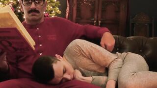 Smooth stepson fucked hard bareback by sexy mustache stepdad