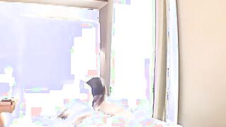 Cute Japanese girl with big natural tits sprayed with cum
