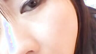 Cute Japanese girl with big natural tits sprayed with cum