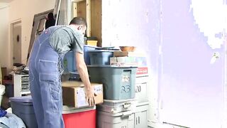 Old nice stud using sex toy to bust the fattest nut ever