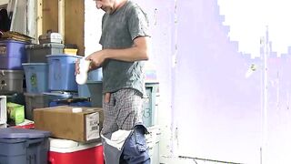 Old nice stud using sex toy to bust the fattest nut ever