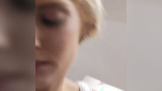 Young British babe sucks off mature big cock