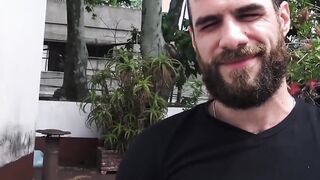 Latino with a beard was pierced by his lovers in a brutally raw manner