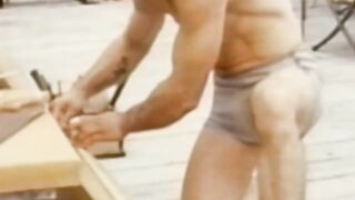 Hairy classic homo strokes while his butt mates blow