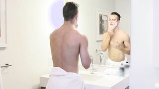 Twink stepson raw fucked after shaving his cute face