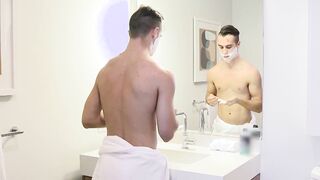 Twink stepson raw fucked after shaving his cute face