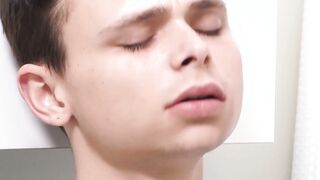 Skinny twink barebacked by stepbro under a hot shower