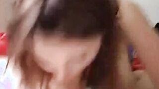 Lovely teen giving superb long blowjob