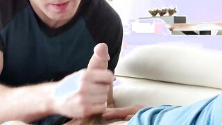 Young stud bounces wildly on bare ass ravaging cock