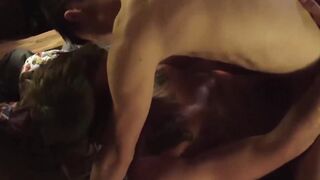 Stepdad shoves his giant dick in stepsons tight little ass