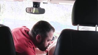 Stepson getting bareback hard by stepdaddy inside the car