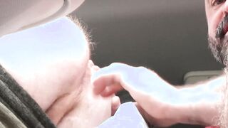 Stepson getting bareback hard by stepdaddy inside the car