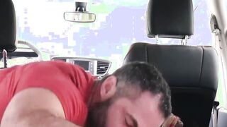Stepson getting bareback hard by stepdaddy inside the car