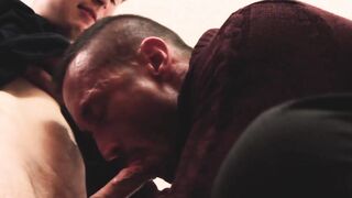 Athletic stepson sprays cum while riding big dicked stepdaddy