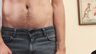 Athletic stepson sprays cum while riding big dicked stepdaddy