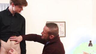 Athletic stepson sprays cum while riding big dicked stepdaddy