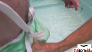 Amateur Thai 18 year old Cherry with tiny titted groaning on a huge white penis